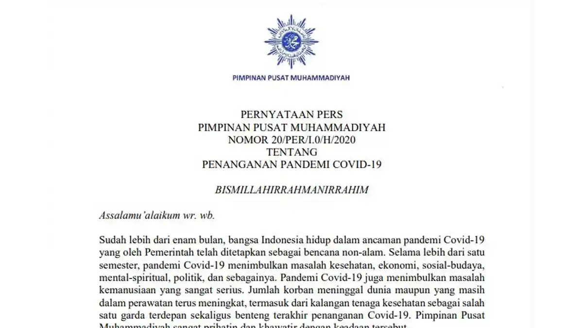 Isi Pernyataan PP Muhammadiyah Minta Pilkada 2020 Ditunda