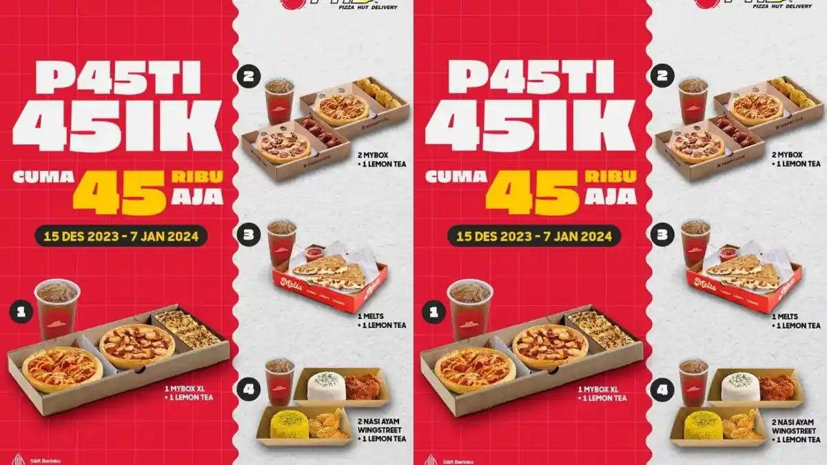 TERBARU! Promo Pizza Hut Delivery Desember 2023, Nikmati 2 My Box dan 1 Lemon Tea Rp 45.000