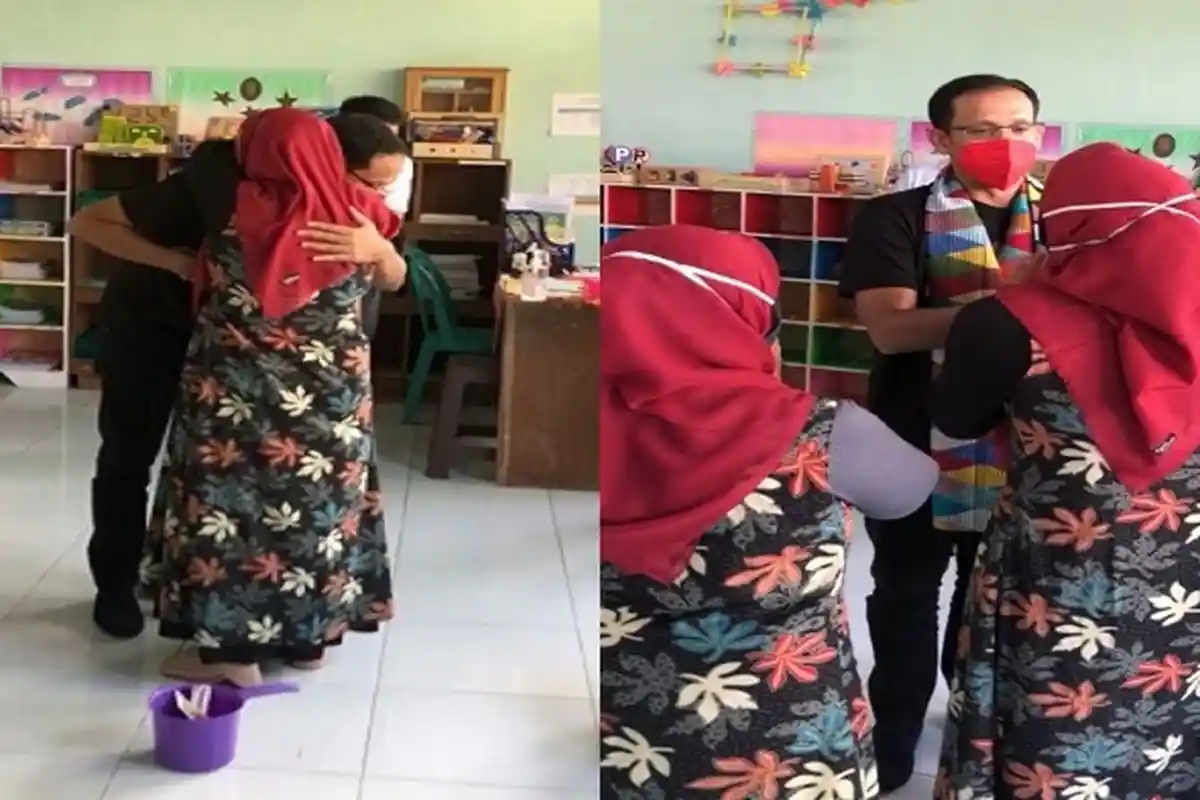 Cerita Menteri Nadiem Dipeluk Guru Honorer Bergaji Rp 100 Ribu di Lombok Tengah