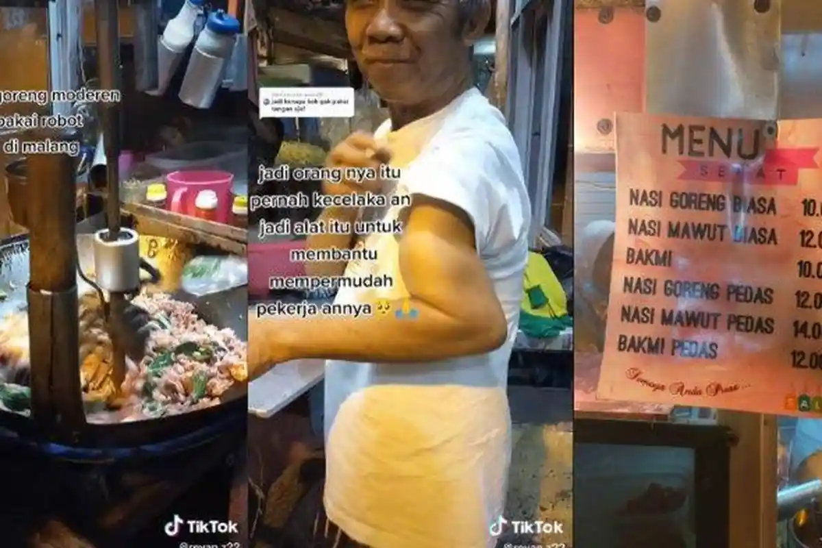 Pedagang Ini Jual Nasi Goreng Dibantu Robot, Viral di Medsos dan Pelanggannya Semakin Banyak