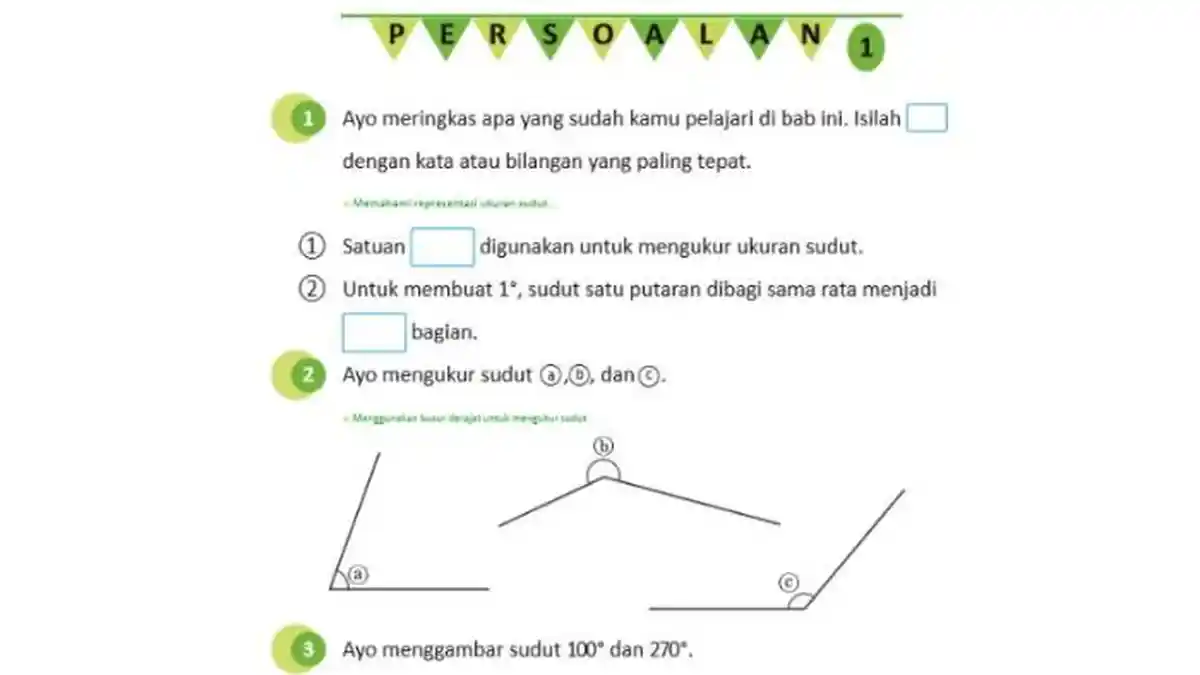 Kunci Jawaban Matematika Kurikulum Merdeka Kelas 4 Halaman 43: Mengukur dan Menggambar Sudut