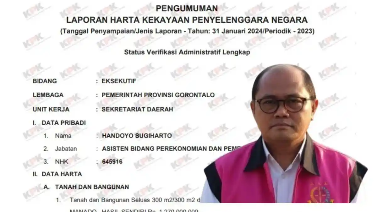 Terungkap Harta Kekayaan Handoyo Sugiharto, Eks Kadis PUPR Gorontalo Tersangka Kasus Kanal Tanggidaa