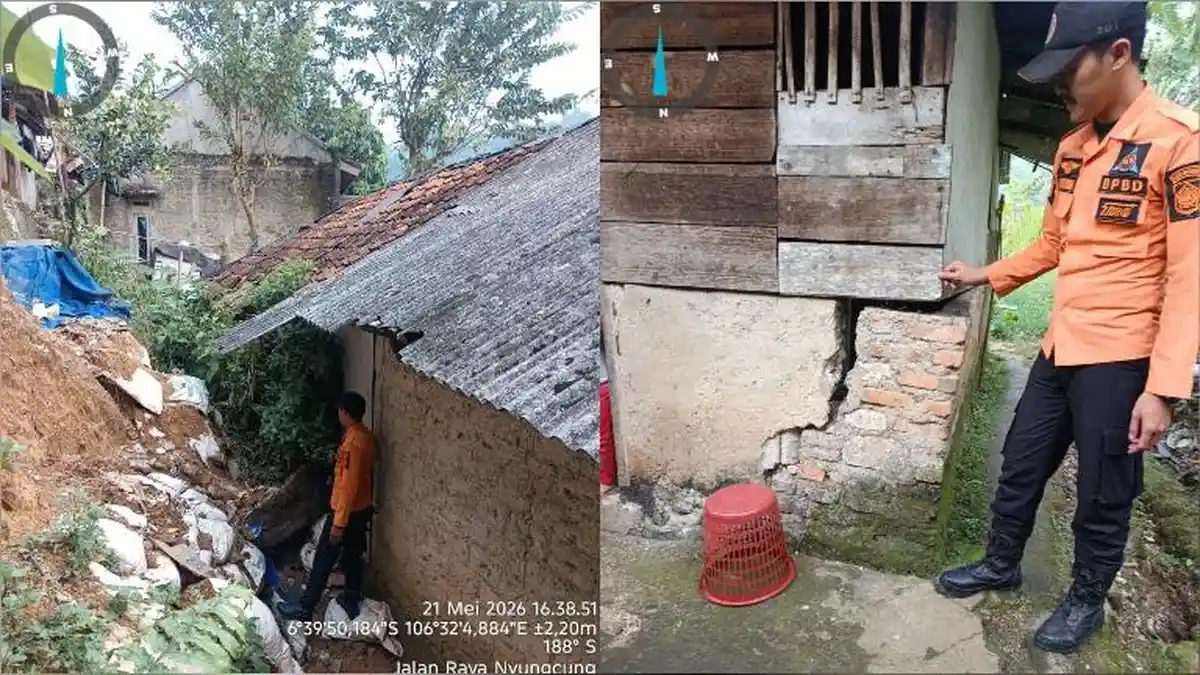 Pergerakan Tanah dan Longsor Landa 4 Kampung di Nanggung Bogor, Rumah Warga Sampai Jebol