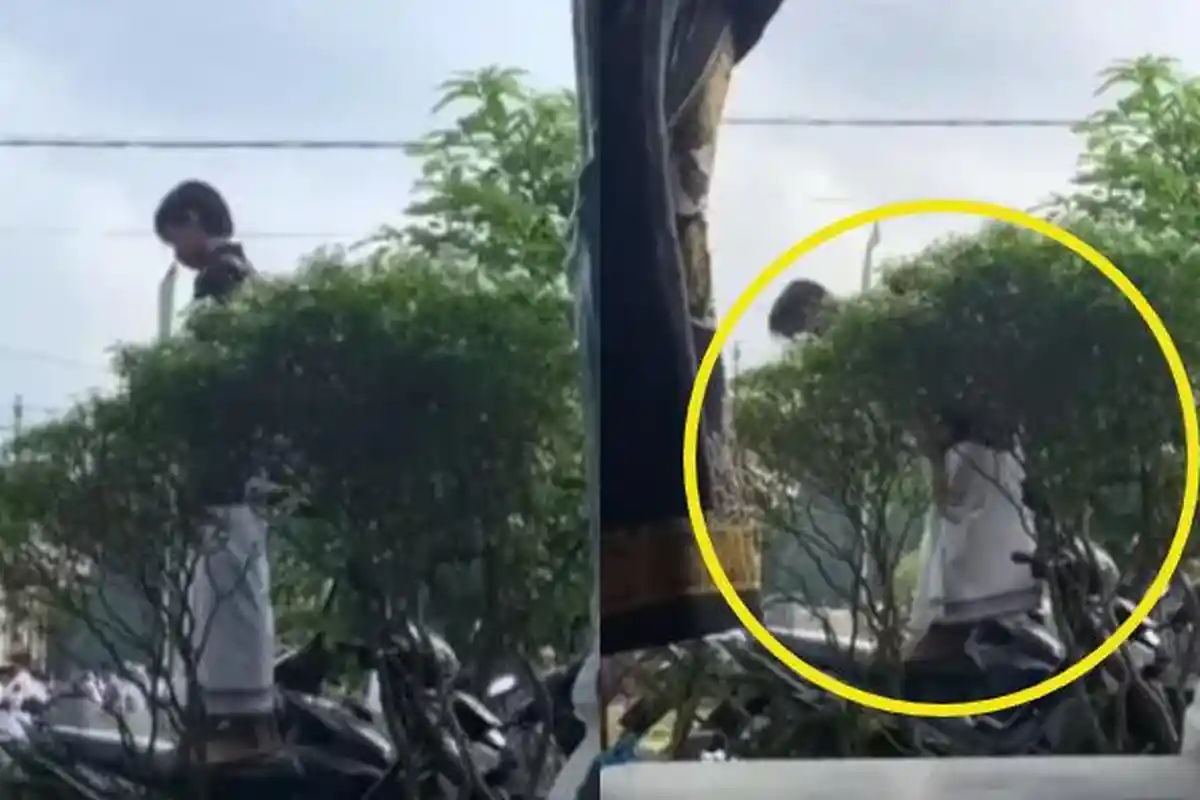 Tak Kebagian Tempat, Jamaah Nekat Salat Idul Fitri di Atas Motor, Oleng Tiap Mau Sujud, Bikin Ngeri!