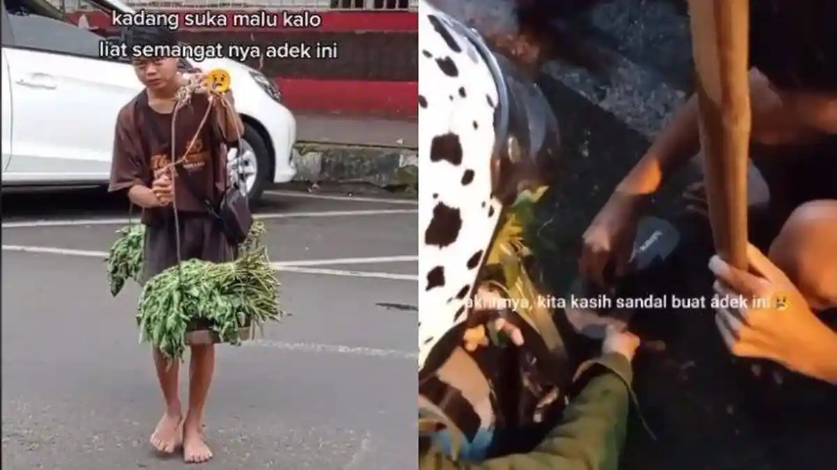 Tanpa Alas Kaki, Bocah Ini Keliling Jual Sayur Kangkung Viral, Dapat Bantuan dari Warganet