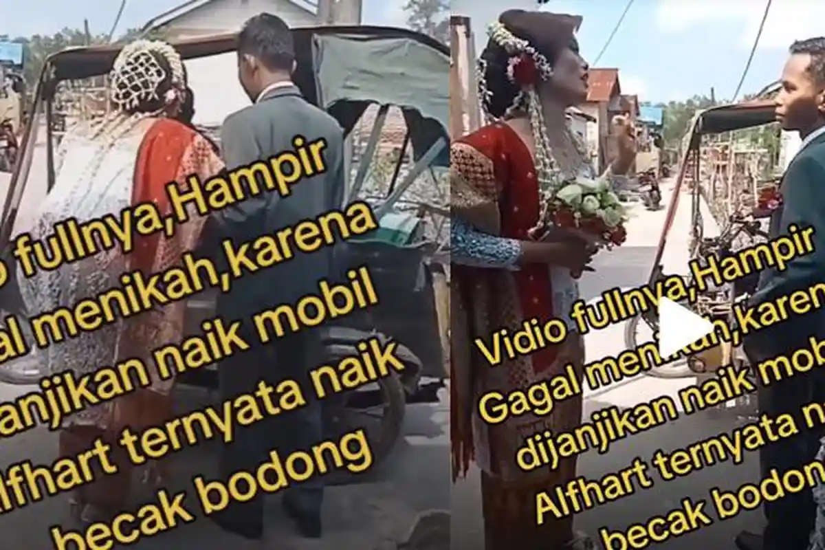 Viral Pengantin Wanita Ngambek Dijanjikan Naik Alphard yang Datang Becak Motor, Hampir Gagal Nikah