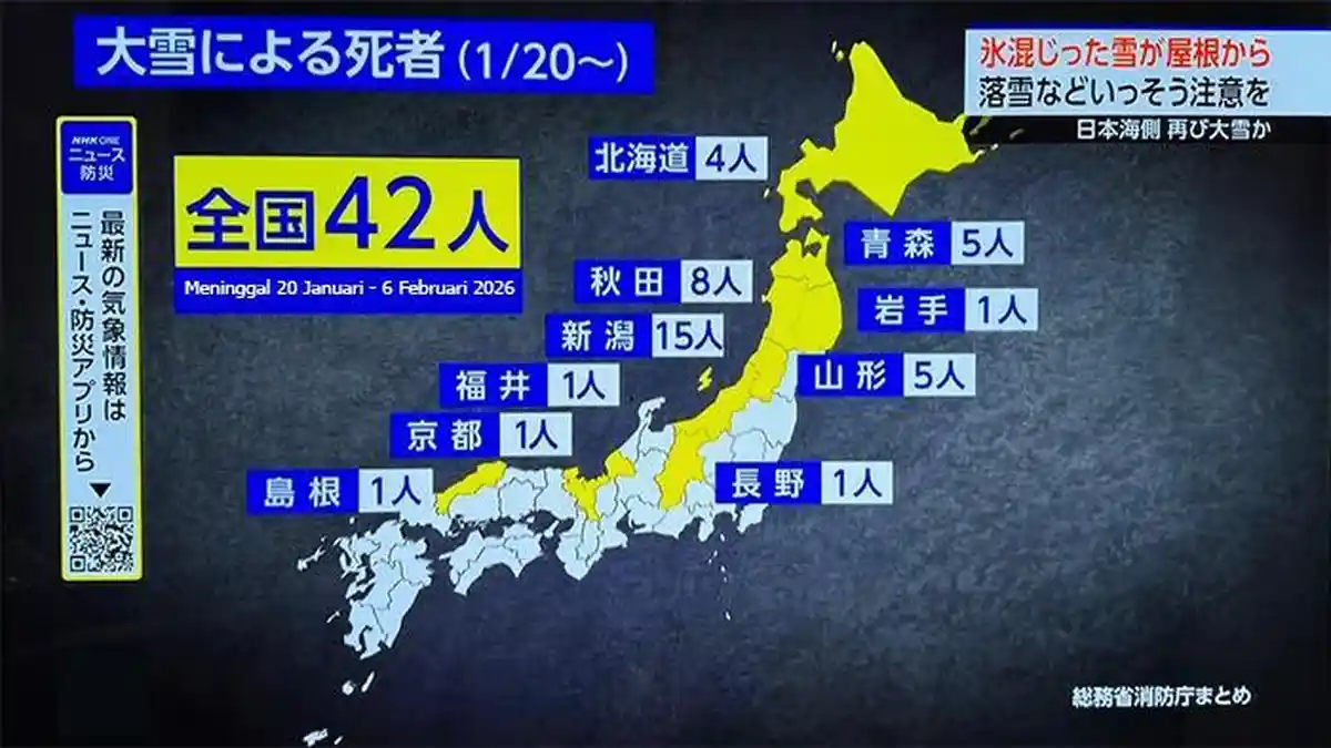 Salju Ekstrem di Jepang Tewaskan 42 Orang, Transportasi Lumpuh