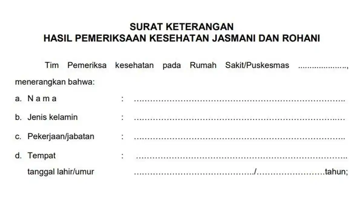 Contoh Format Surat Keterangan Sehat untuk Daftar KPPS 2024