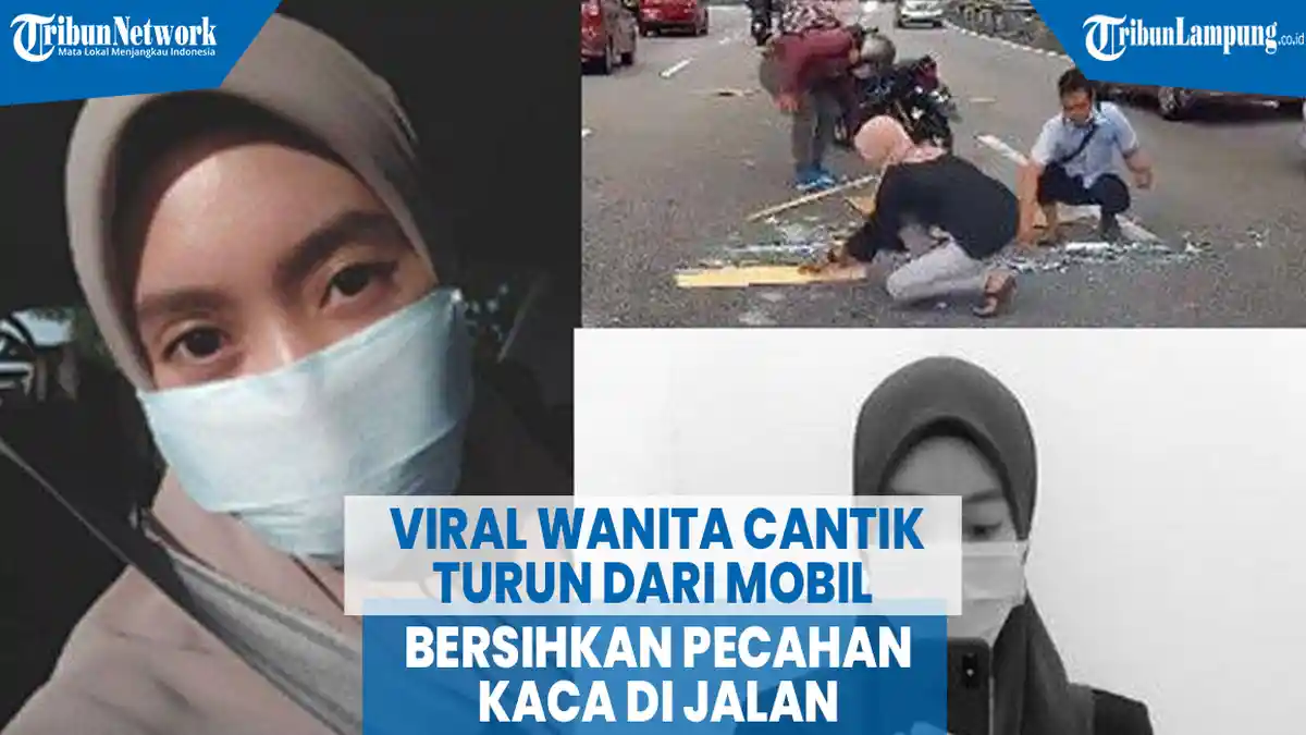 VIDEO Viral Wanita Cantik Turun dari Mobil Bersihkan Pecahan Kaca di Jalan