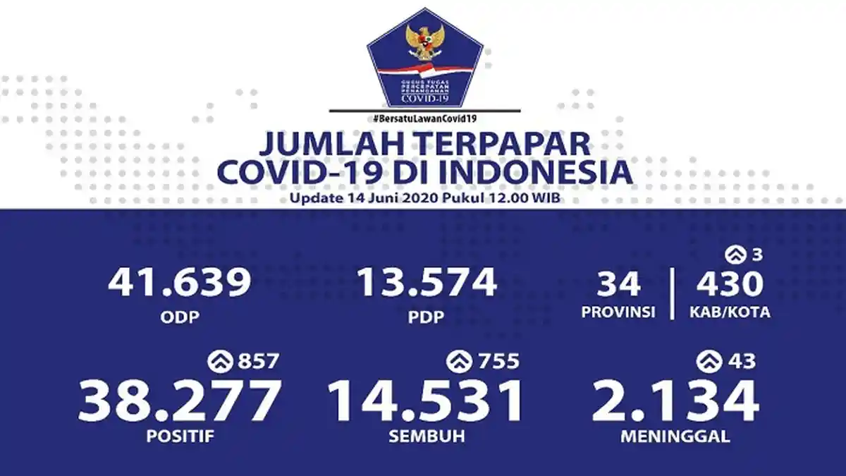 UPDATE Sebaran Virus Corona di Indonesia Minggu (14/6/2020): 4 Provinsi Catat 100 Lebih Kasus Baru