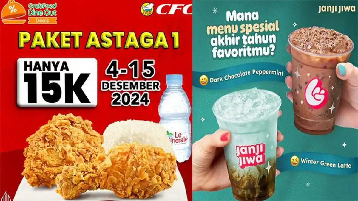 Promo Makanan Minuman Weekend, Nikmati Menu CFC JCO Geprek Bensu PHD Dunkin Donuts Kopi Kenangan