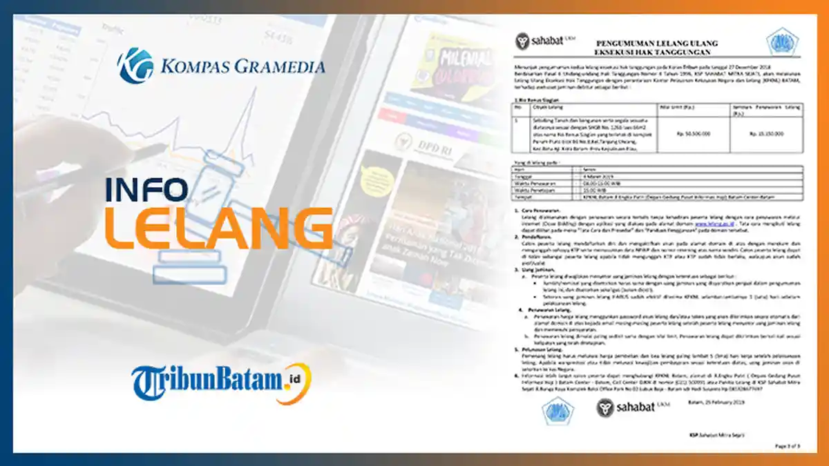 Informasi Pengumuman Lelang KSP Sahabat Mitra Sejati, 25 Februari 2019