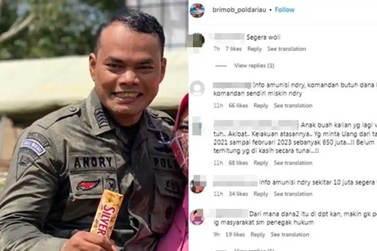 Instagram Brimob Polda Riau Diserbu dengan Kata 'Amunisi', Imbas Curhat Anggota Setor Rp650 Juta