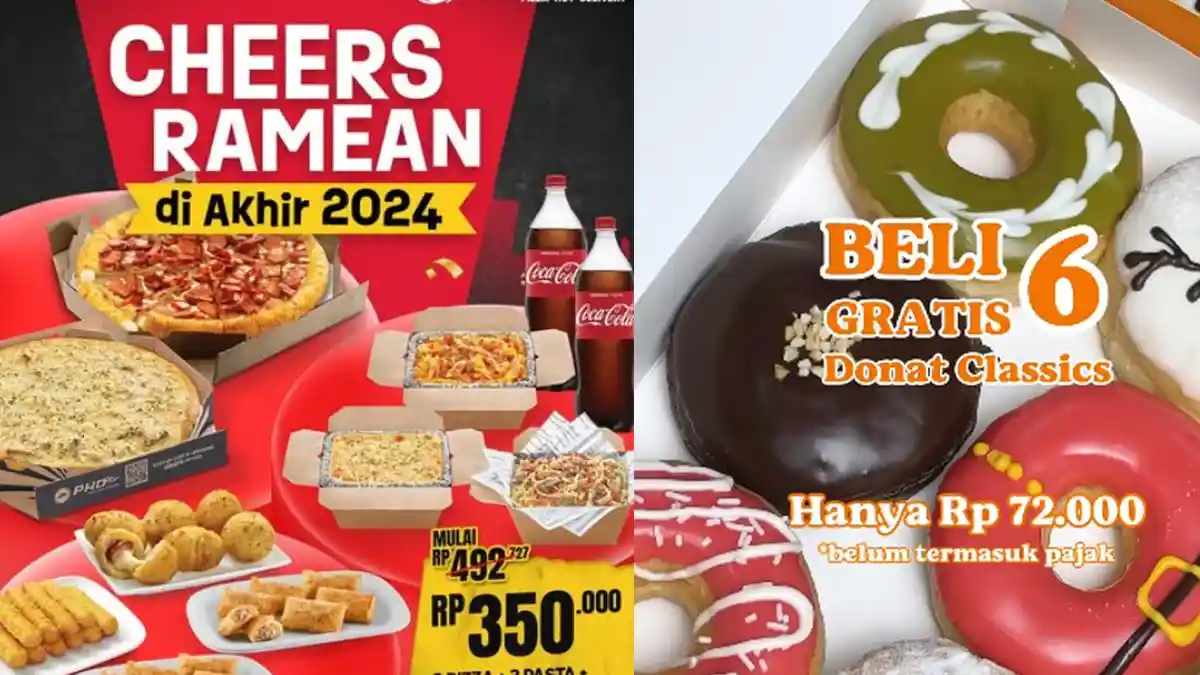10 Promo Natal 2024 dan Tahun Baru 2025, Ada Pizza Hut Delivery, CFC, Dunkin Donuts dan HokBen
