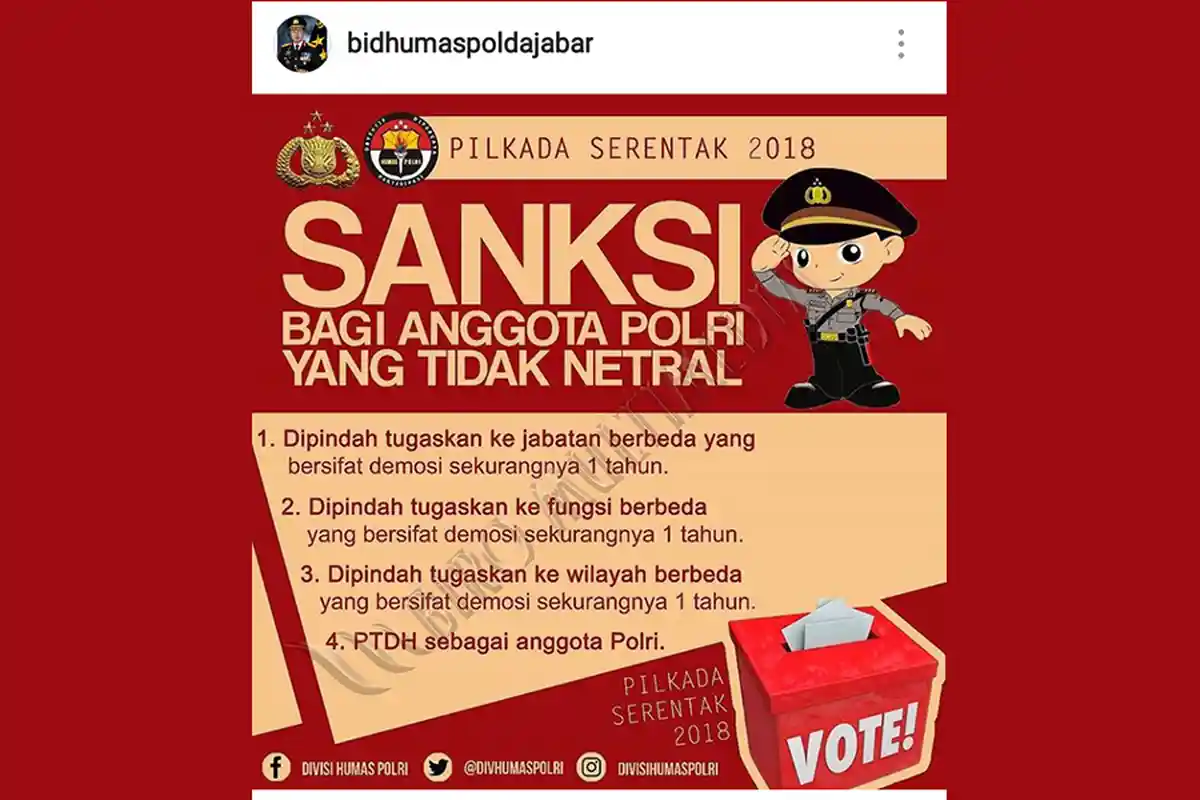 Ini Sanksi Bagi Anggota Polri yang Tak Netral dalam Pilkada, Mutasi hingga Pemecatan