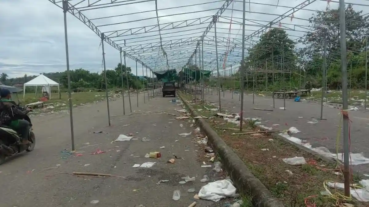 Lokasi Pasar Senggol Gorontalo Utara Masih Dipenuhi Sampah hingga H-3 Lebaran Idul Fitri