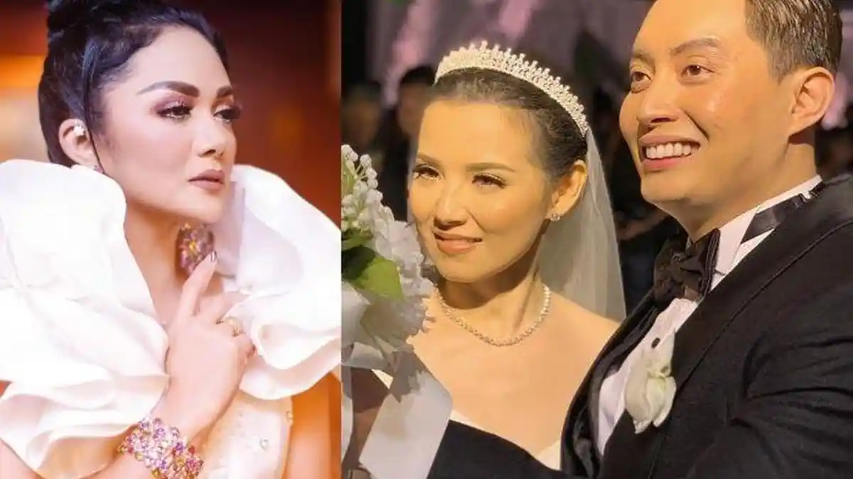 Gaun Bertabur Kristal Krisdayanti Curi Perhatian dalam Pernikahan Edric Tjandra