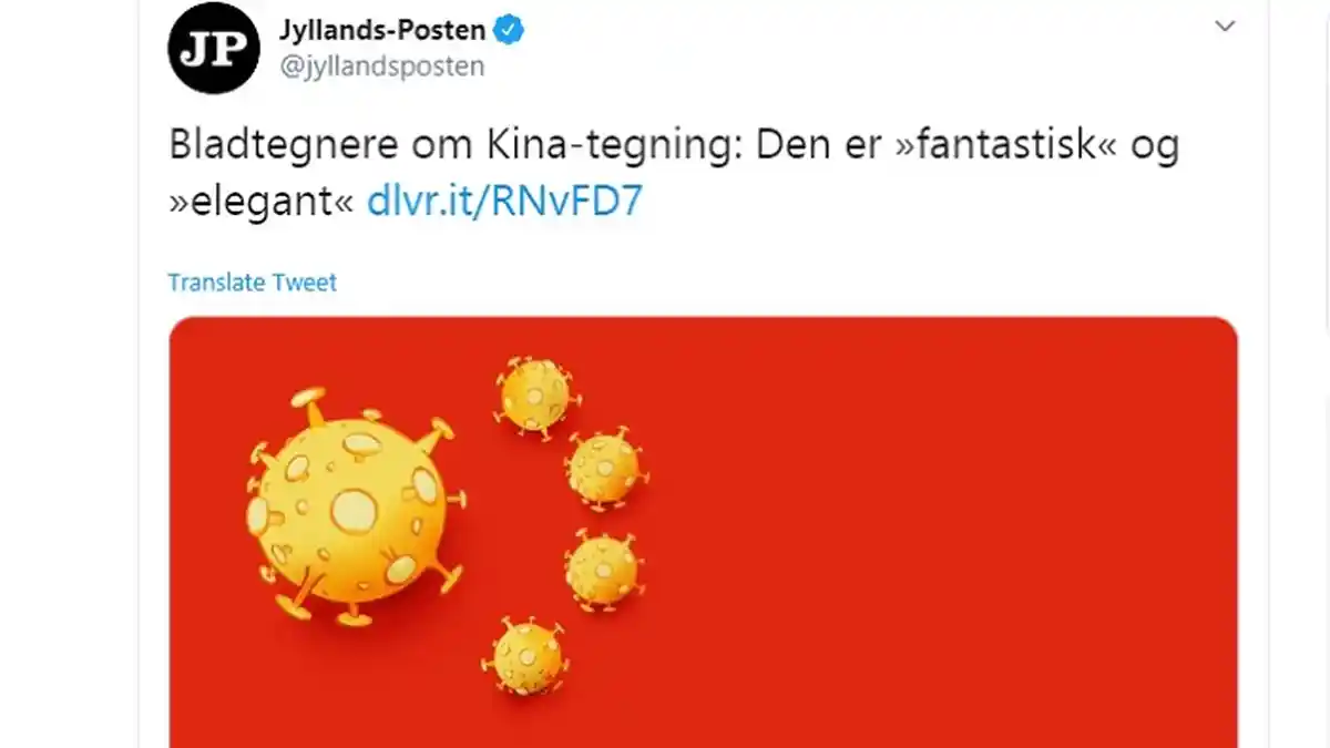Pemerintah China Marah Besar Lambang Bintang di Bendera Diganti Virus Corona oleh Media Denmark