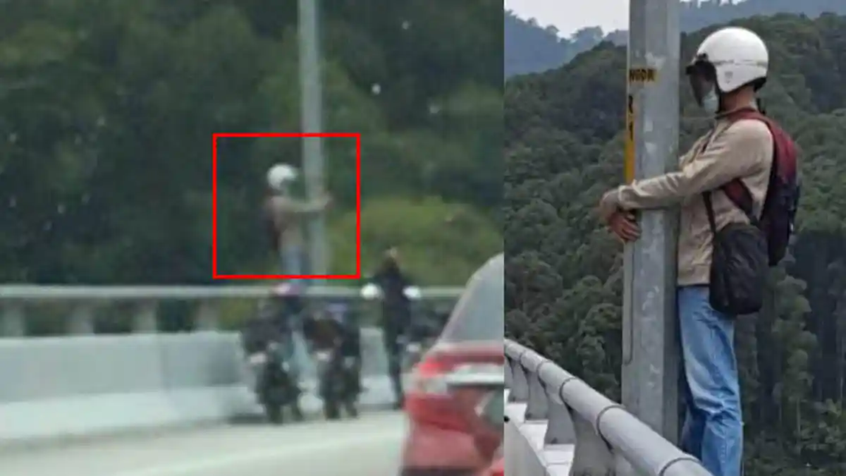 Gagal Rujuk Pria Berdiri di Tiang Fly Over Berencana Loncat, Beruntung Mantan Istri Datang Membujuk