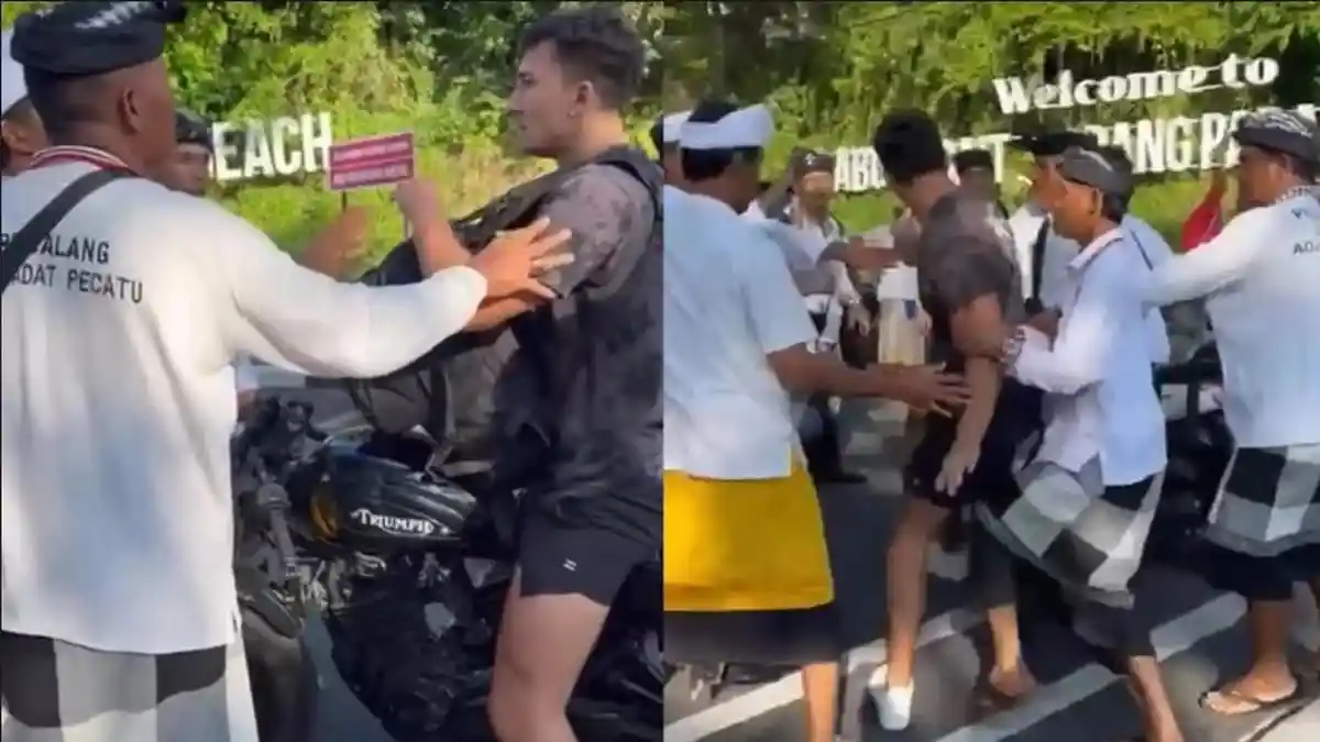 Tak Terima Disetop saat Iring-iringan Upacara Melasti, Bule Ini Ngamuk dan Tantang Pecalang