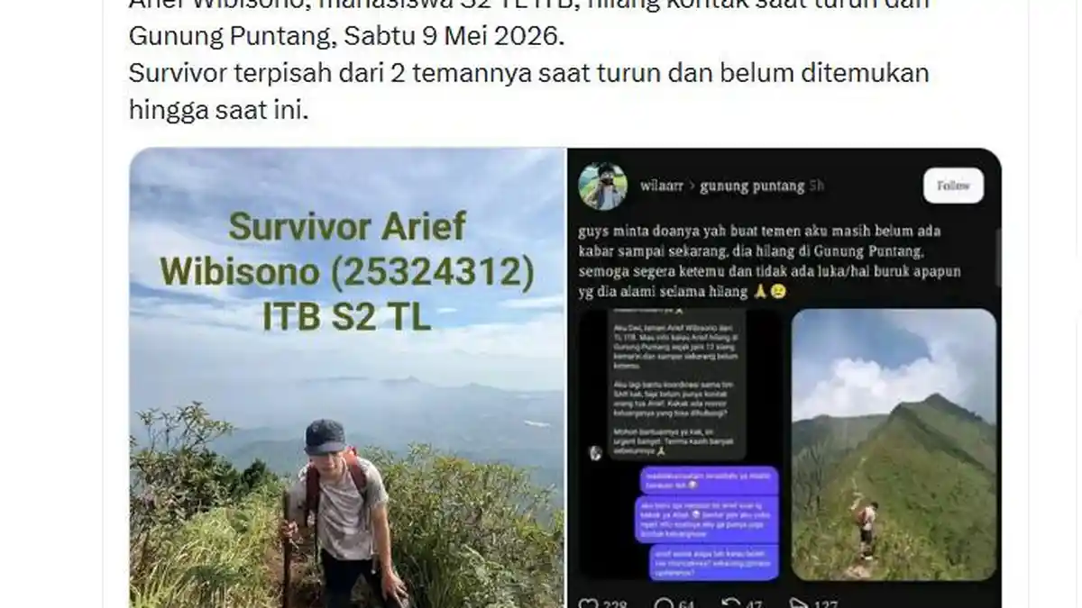 KRONOLOGI Hilangnya Mahasiswa S2 ITB Arief Wibisono saat Mendaki Gunung Puntang Bersama Dua Temannya