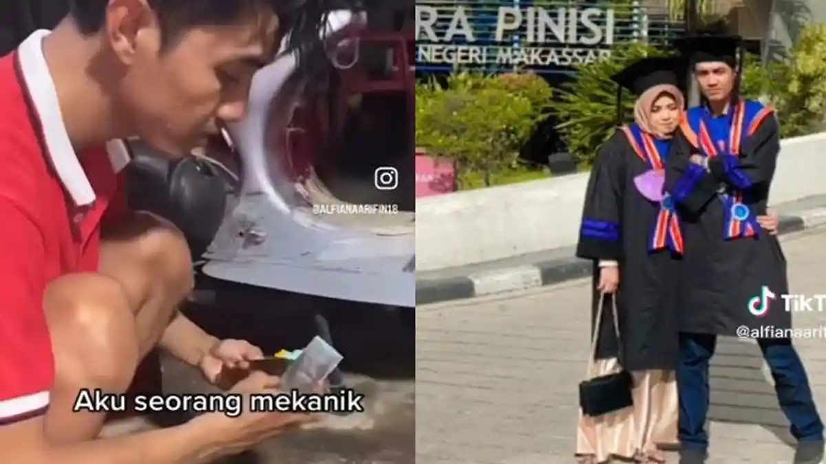 'Terlalu Indah' Viral Anak Bengkel Lulus S2, Pasangan Setia Temani, Berjuang dari Nol & Lulus Bareng
