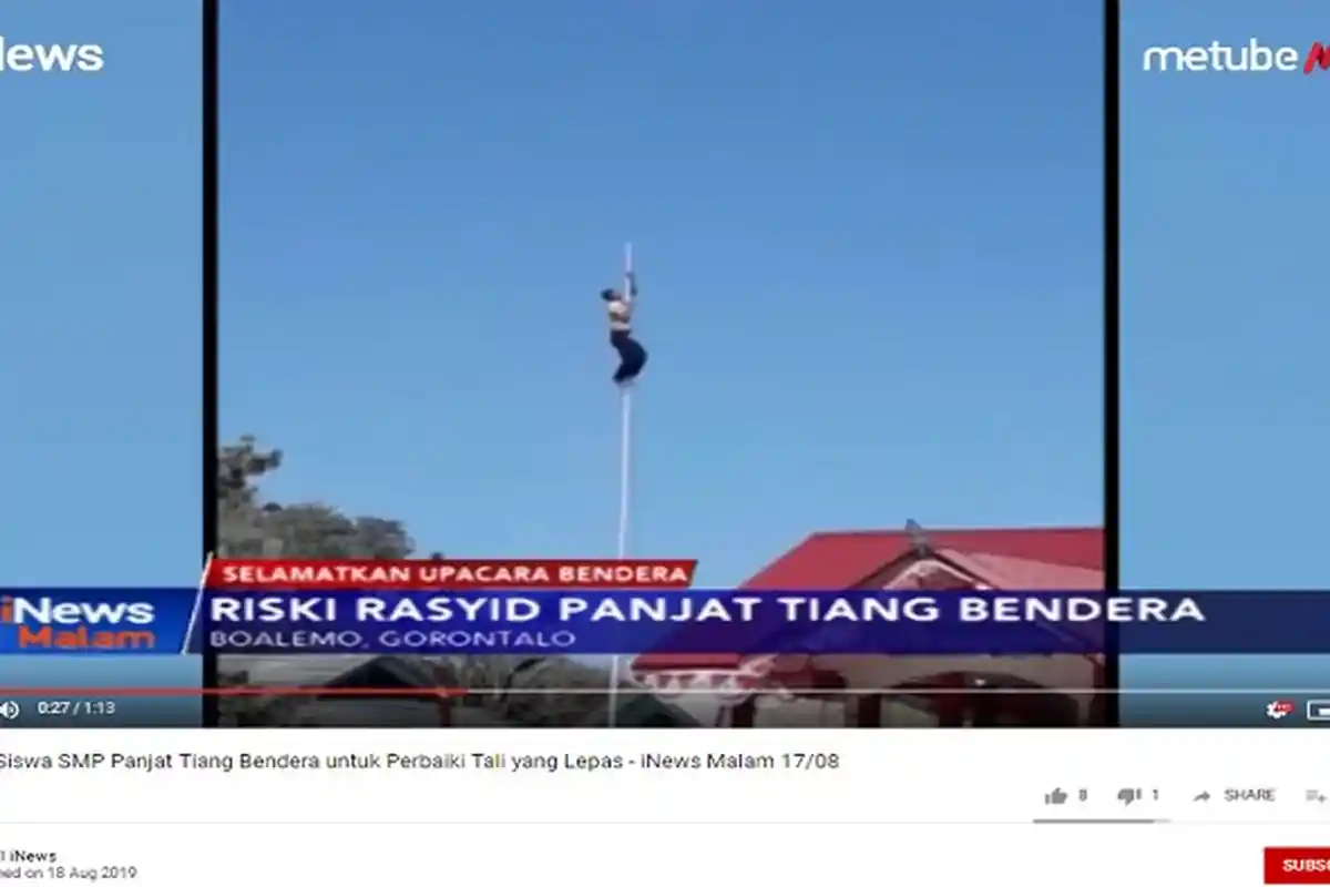 Aksi Heroik Siswa SMP di Gorontalo Panjat Tiang Bendera, Dapatkan Tepuk Tangan hingga Penghargaan