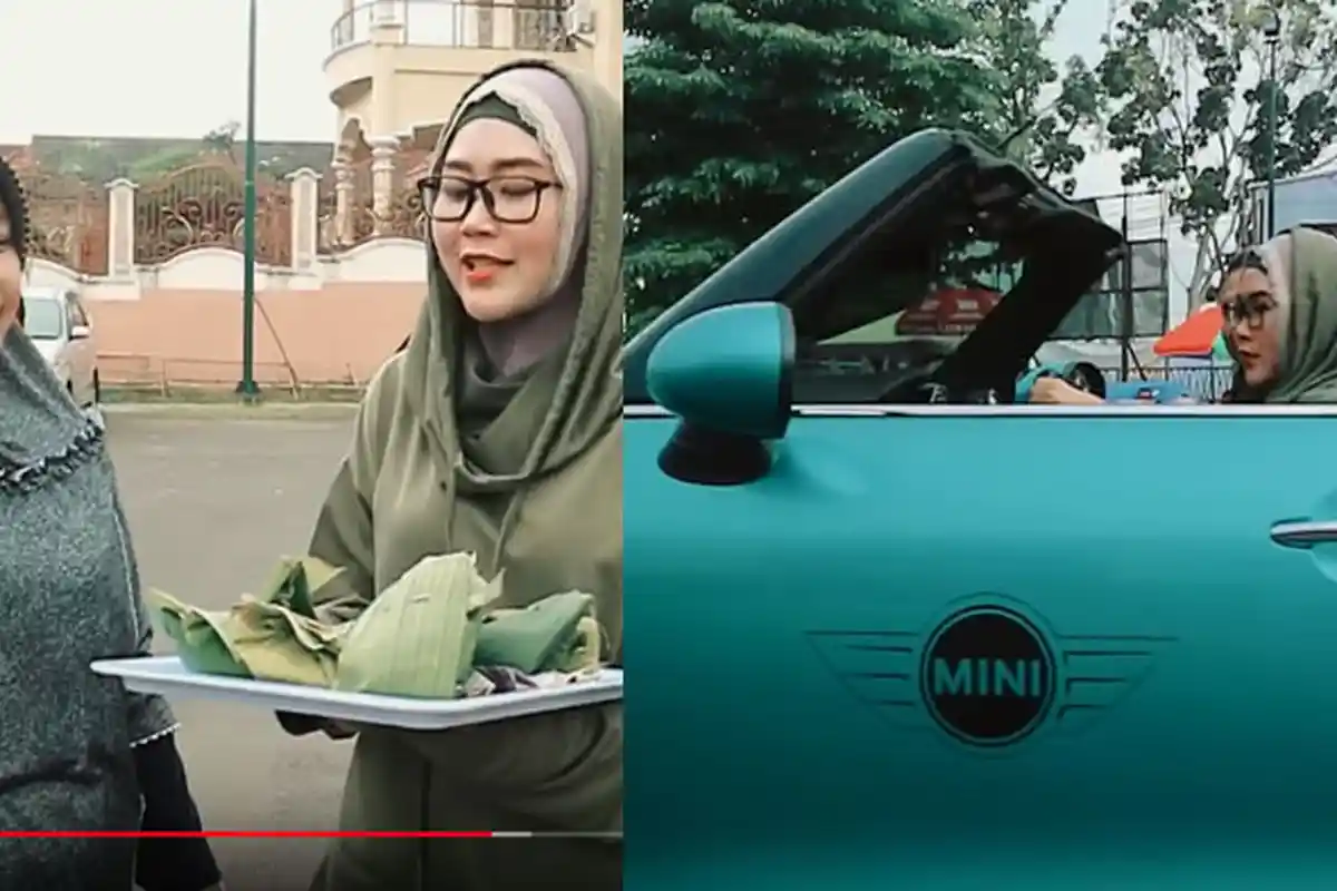 Aksi Bu Dendy Asal Tulungagung Jual Jajanan 'Pakai' Mini Cooper, Ngemper di Jalan Saat Hitung Uang