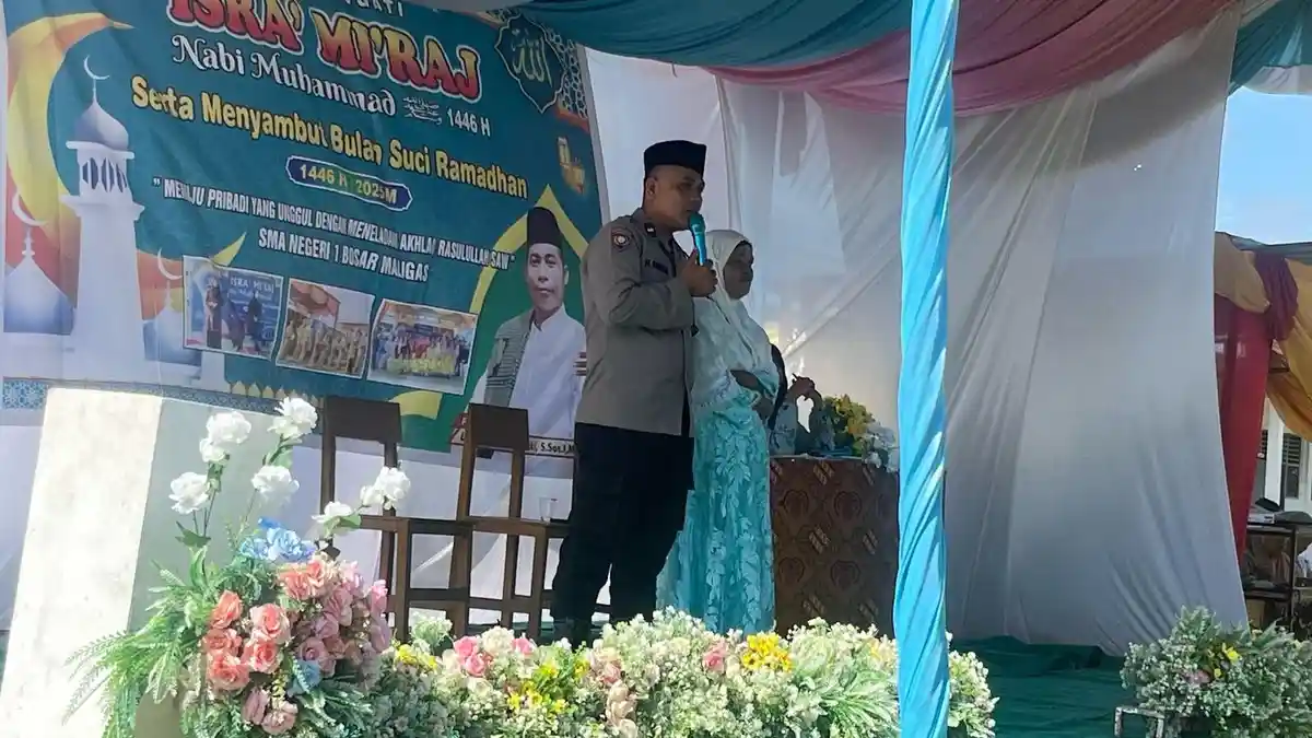 Bhabinkamtibmas Polsek Bosar Maligas Hadiri Isra Mirkaj dan Sambut Ramadan di SMAN 1 Simalungun
