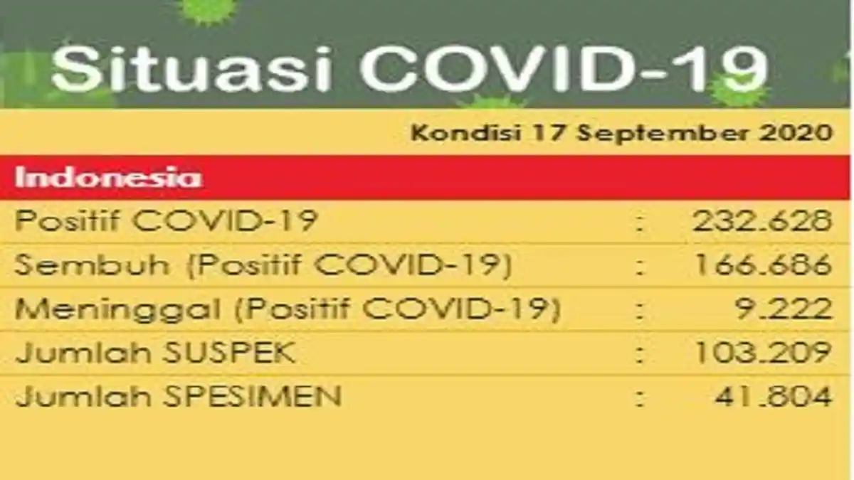 BREAKING NEWS: Tambah 3.635, Total Kasus Virus Corona Indonesia Jadi 232.628 per 17 September 2020