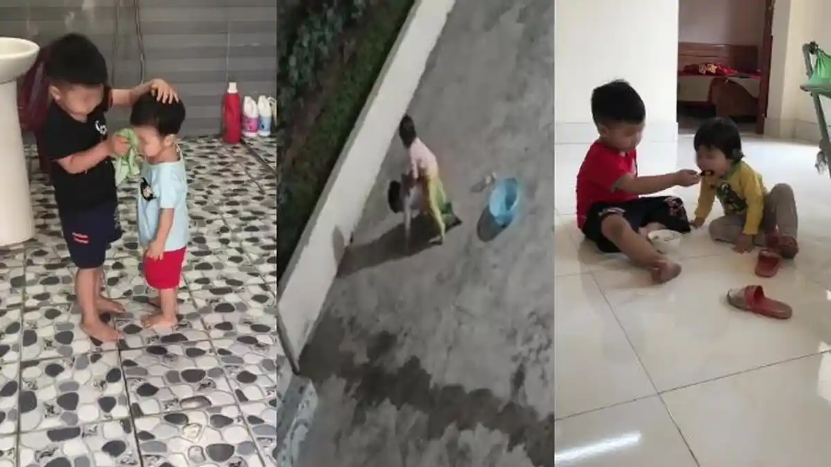 Ibu Kencantol Pria Lain, 2 Bocah Dipaksa Mandiri, Ayah Kerja, Si Sulung Kini Emong Adik, Sabar Suapi