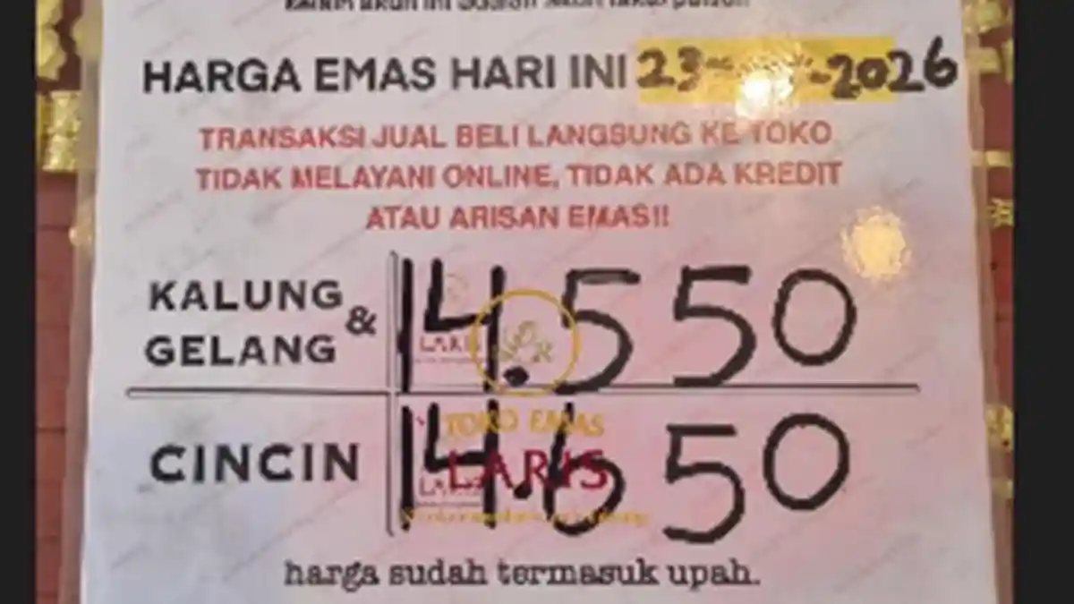 2 Hari Tak Berubah, Update Harga Emas Perhiasan di Palembang Hari Ini Sabtu 23 Mei 2026, Rinciannya
