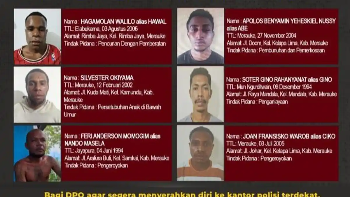 Kabur dari Polres Merauke, Enam Tahanan Ini Belum Ditemukan 