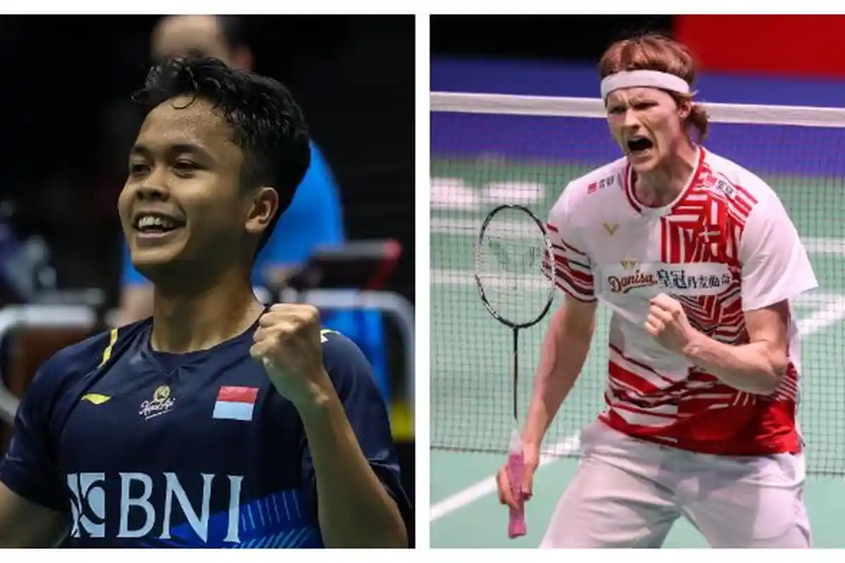 Sedang Berlangsung di iNews TV Final Singapura Open 2023 Ginting Menang Gim Pertama dari Antonsen