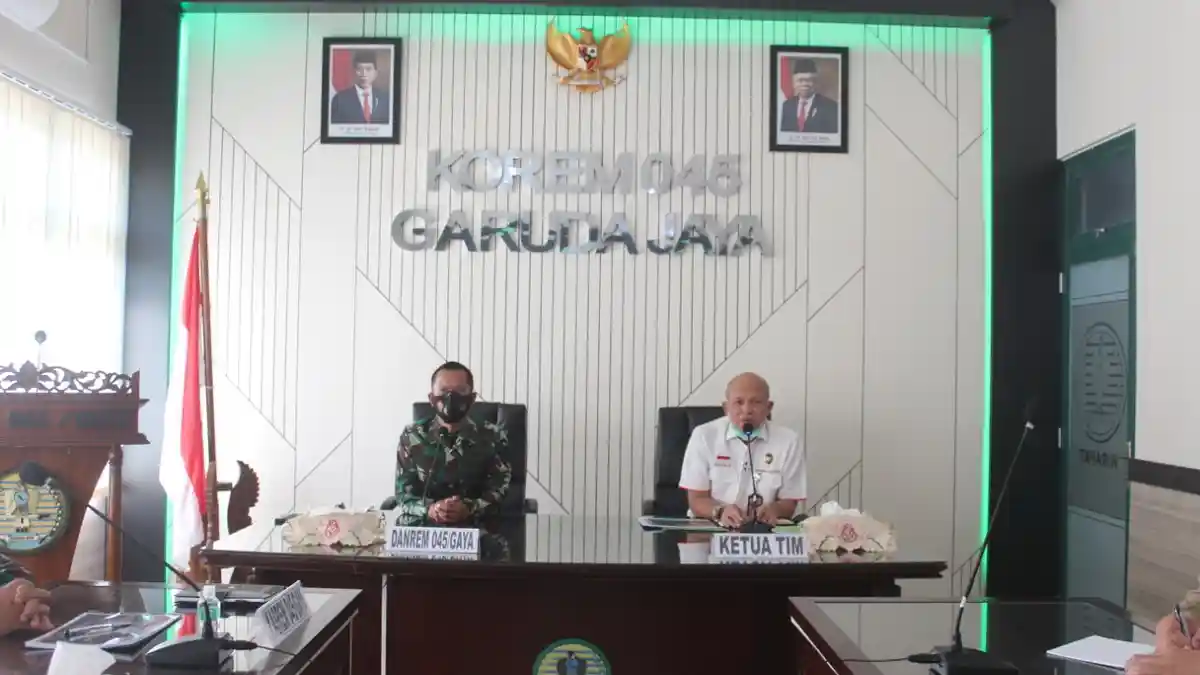 Tim Kemenko Polhukam Kunjungi Korem 045/Gaya, Tata Kekuatan TNI 