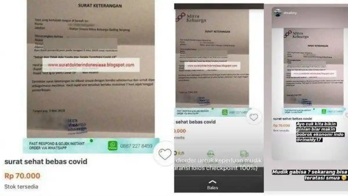 Penjual Surat Keterangan Bebas Corona Diciduk Petugas, Dijual Rp 100 Ribu per Lembar