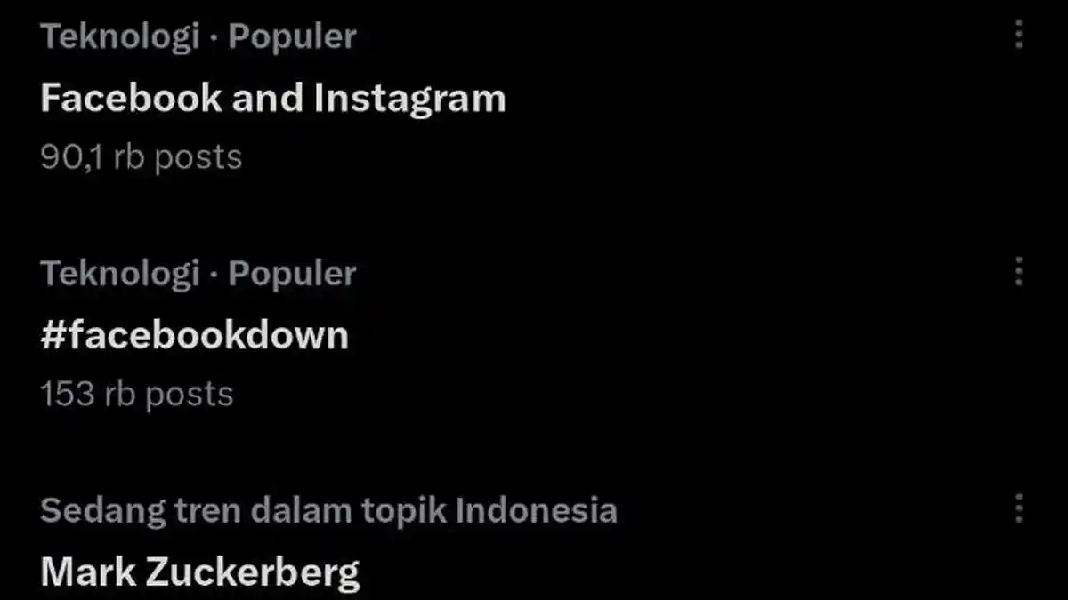 Heboh Facebook dan Instagram Down, Mark Zuckerberg dan Meta Trending Topik di X Malam ini
