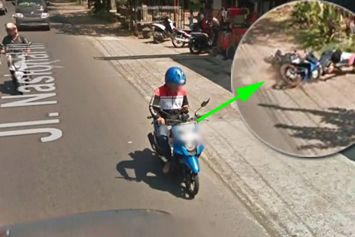 Bukti Bahayanya Main HP saat Naik Motor, Lihat Pemotor di Malang Alami Hal Apes Terekam Google Maps