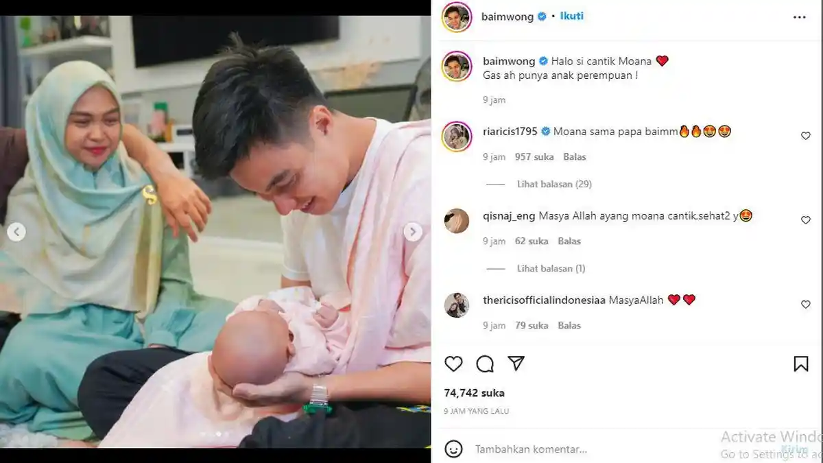 Baim Wong Ingin Punya Anak Perempuan Setelah Bertemu Moana Putri Ria Ricis