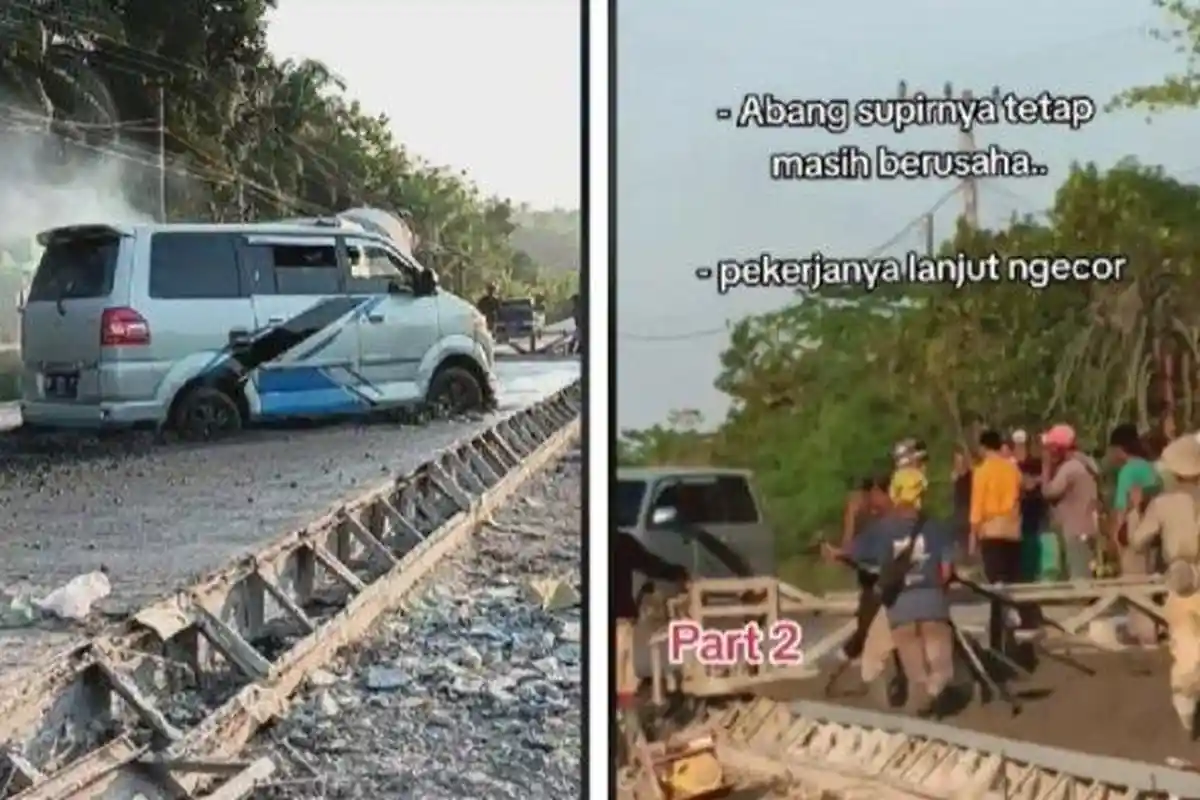 Viral Mobil Terjebak Saat Terobos Jalan yang Masih Dicor, Pekerja Proyek Cuek Enggan Menolong