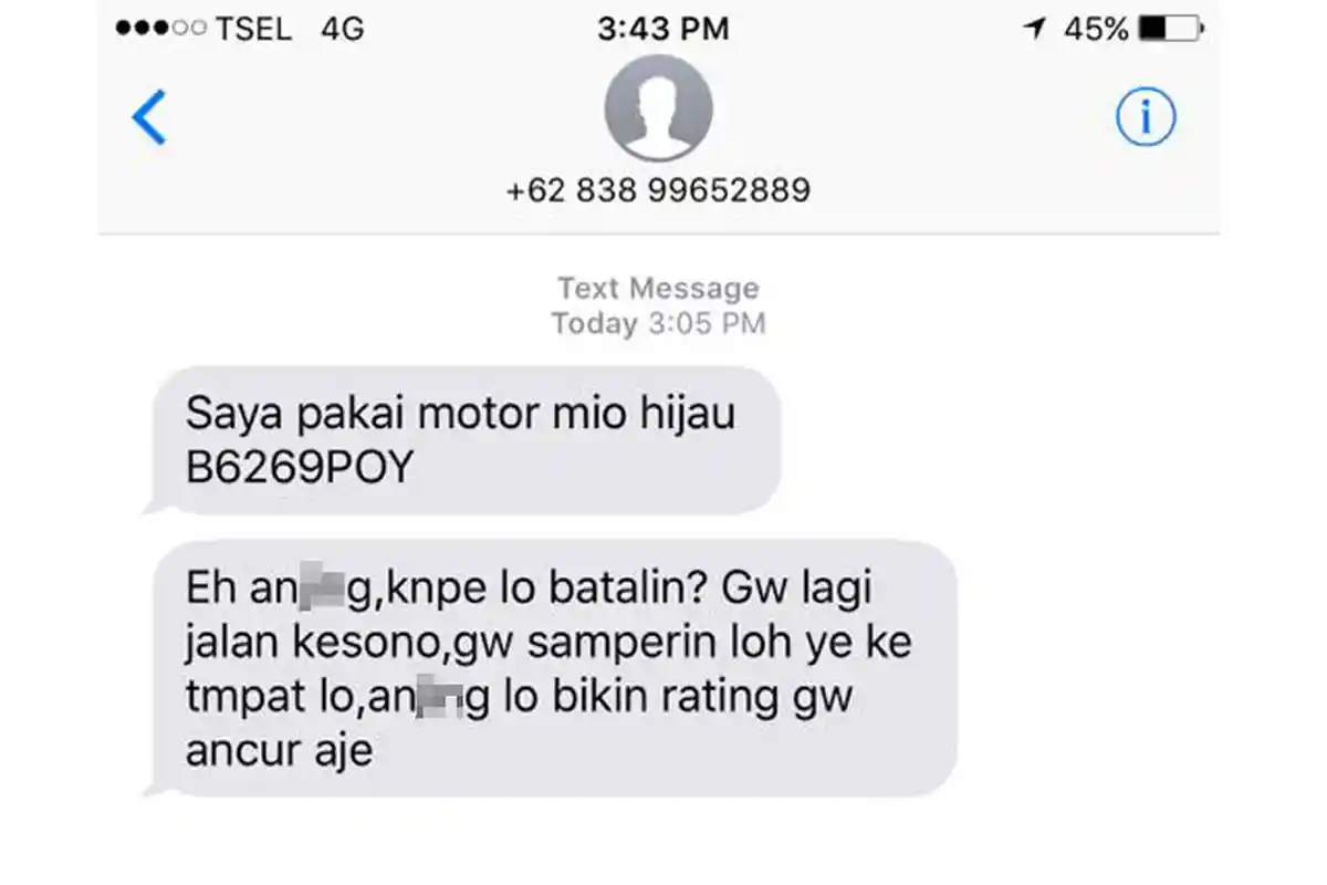 Cancel Order, Warganet ini Dihina Driver Ojek Online, Kata-kata 'Binatang' Keluar