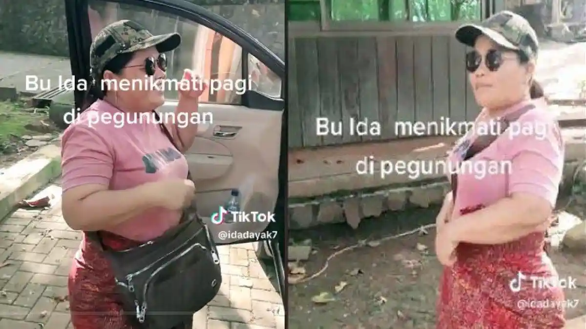 Momen Ida Dayak Liburan, Biasa Pakai Baju Adat, Kini Terlihat Santai Pakai Baju Kasual di Pegunungan