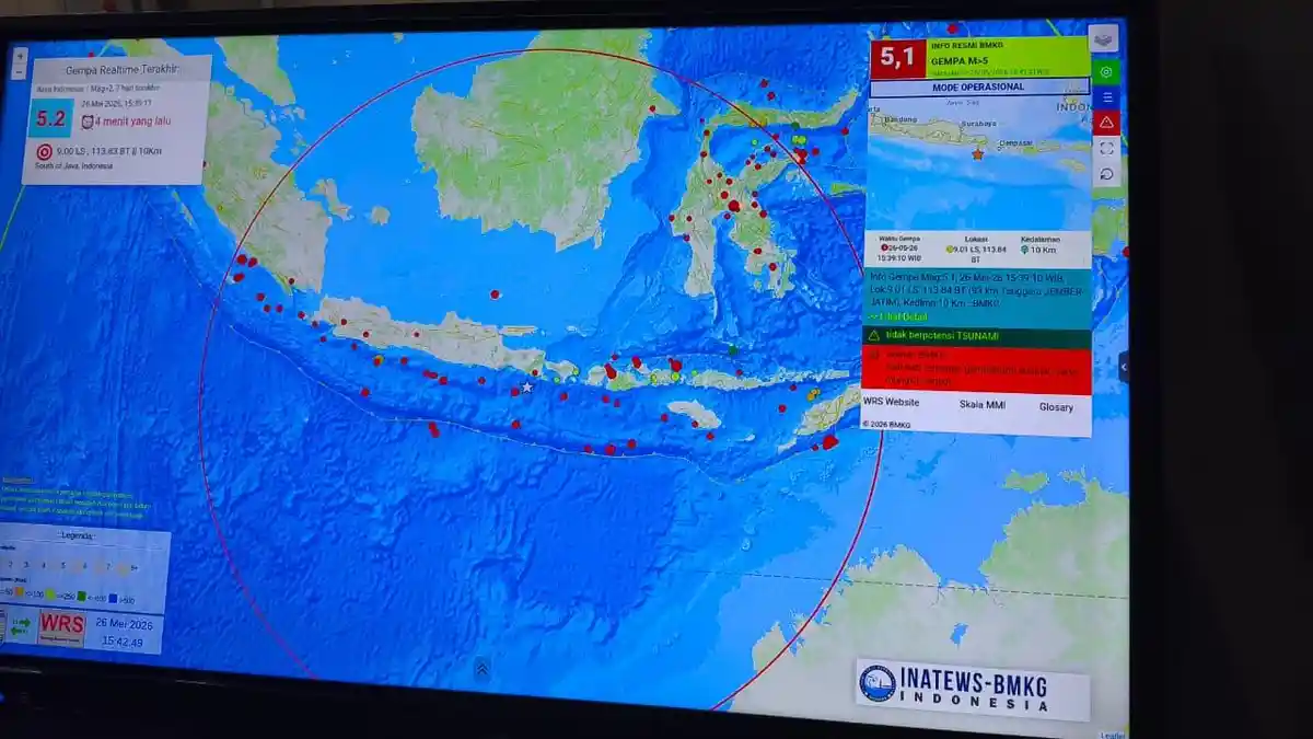 Update Gempa Bumi di Jember, BMKG Pastikan Tidak Berpotensi Tsunami