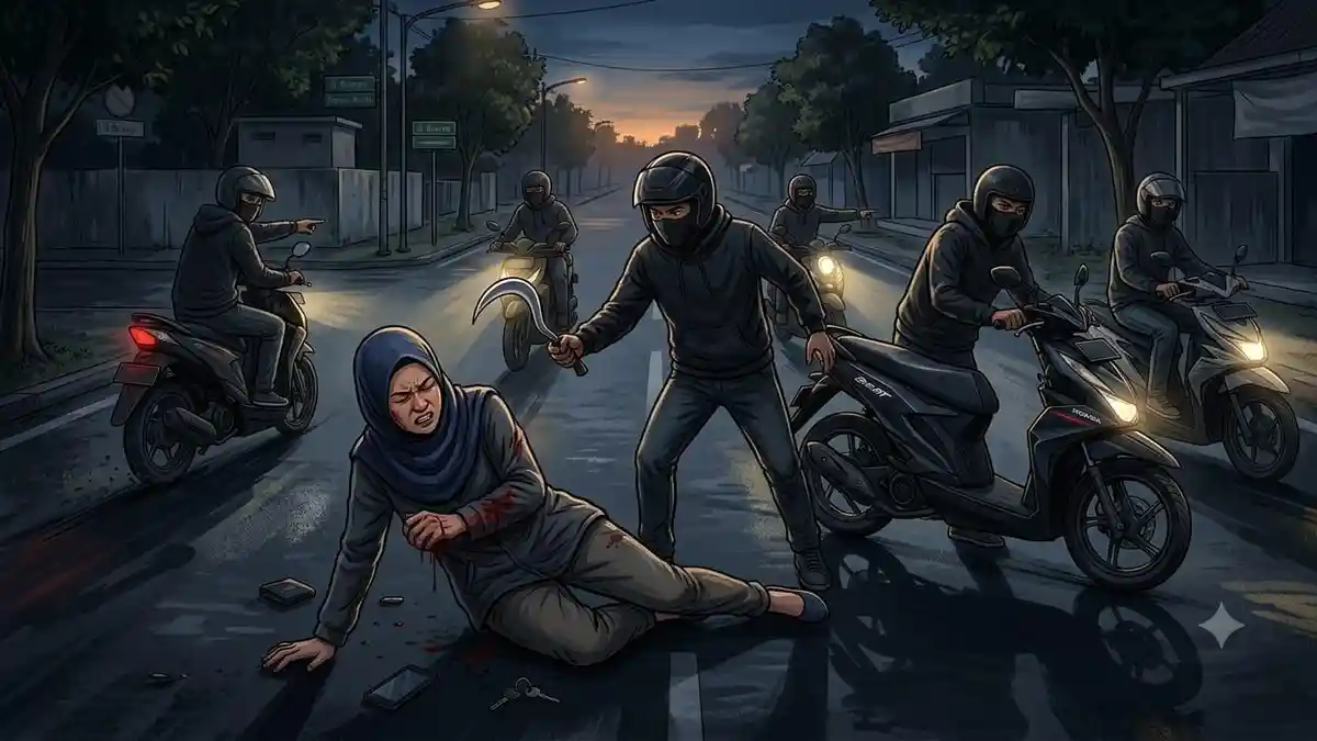 Sadis! Pulang Antar Anak, Ibu di Serpong Disabet Celurit 6 Begal, Motor ...