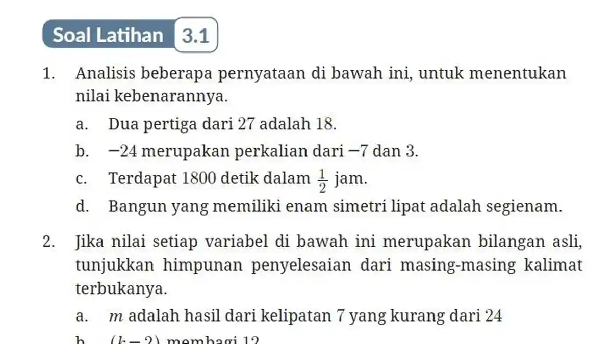 Jawaban Soal Matematika Kelas 8 Semester 2 Halaman 112 Kurikulum Merdeka, Soal Latihan 3.1