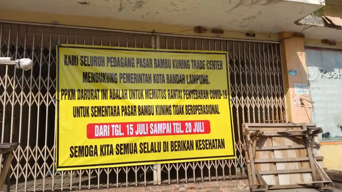 Pemkot Bandar Lampung Tutup Pasar Pasir Gintung, Bambu Kuning Trade Center Tutup
