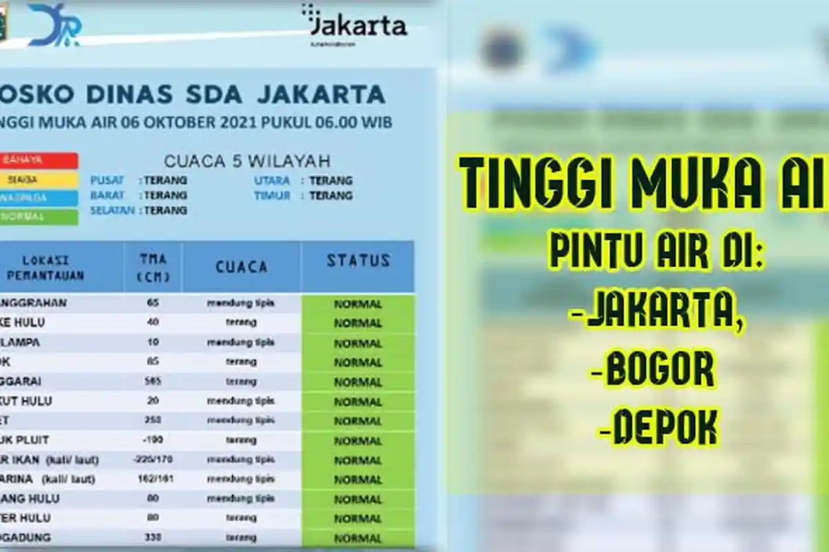 Update Info Kondisi di Pintu Air Jakarta, Bogor dan Depok Pagi Ini, Ada yang Sempat Siaga 3
