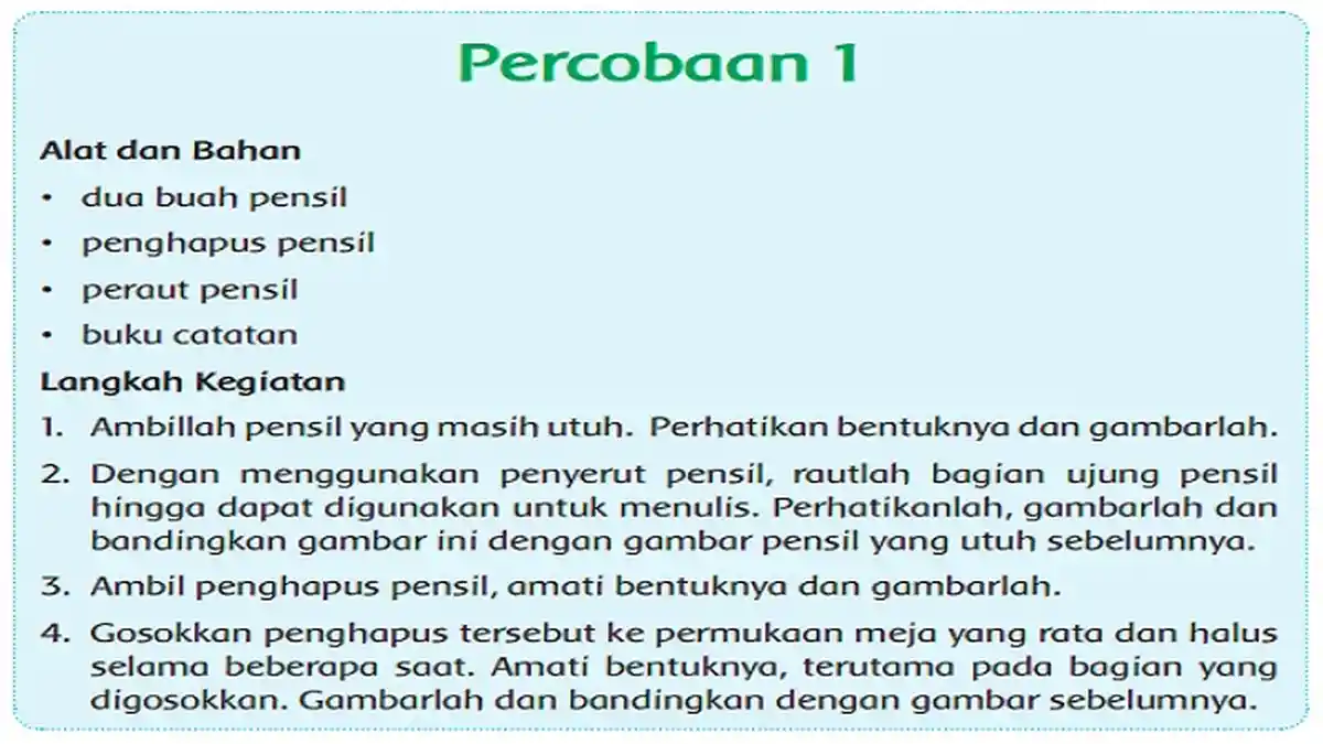 Apakah Kesimpulanmu? Lihat Percobaan 1 Soal Tema 7 Kelas 5 SD/MI Halaman 13!