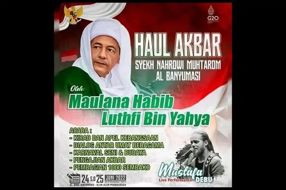 Habib Luthfi dan Mustafa Debu Bakal Hadiri Haul Syech Nahrowi Muhtarom di Purbalingga, Dimulai Jumat