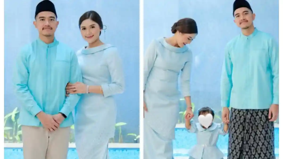 Visual Adem Lebaran Kaesang-Erina, Tampil Kompak dengan Tren Warna Blue Sky yang Elegan